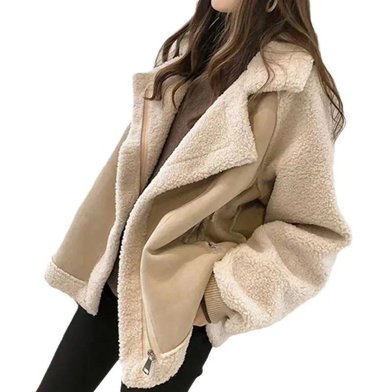 Outwear Warm Fur Lambskin Biker Jacket