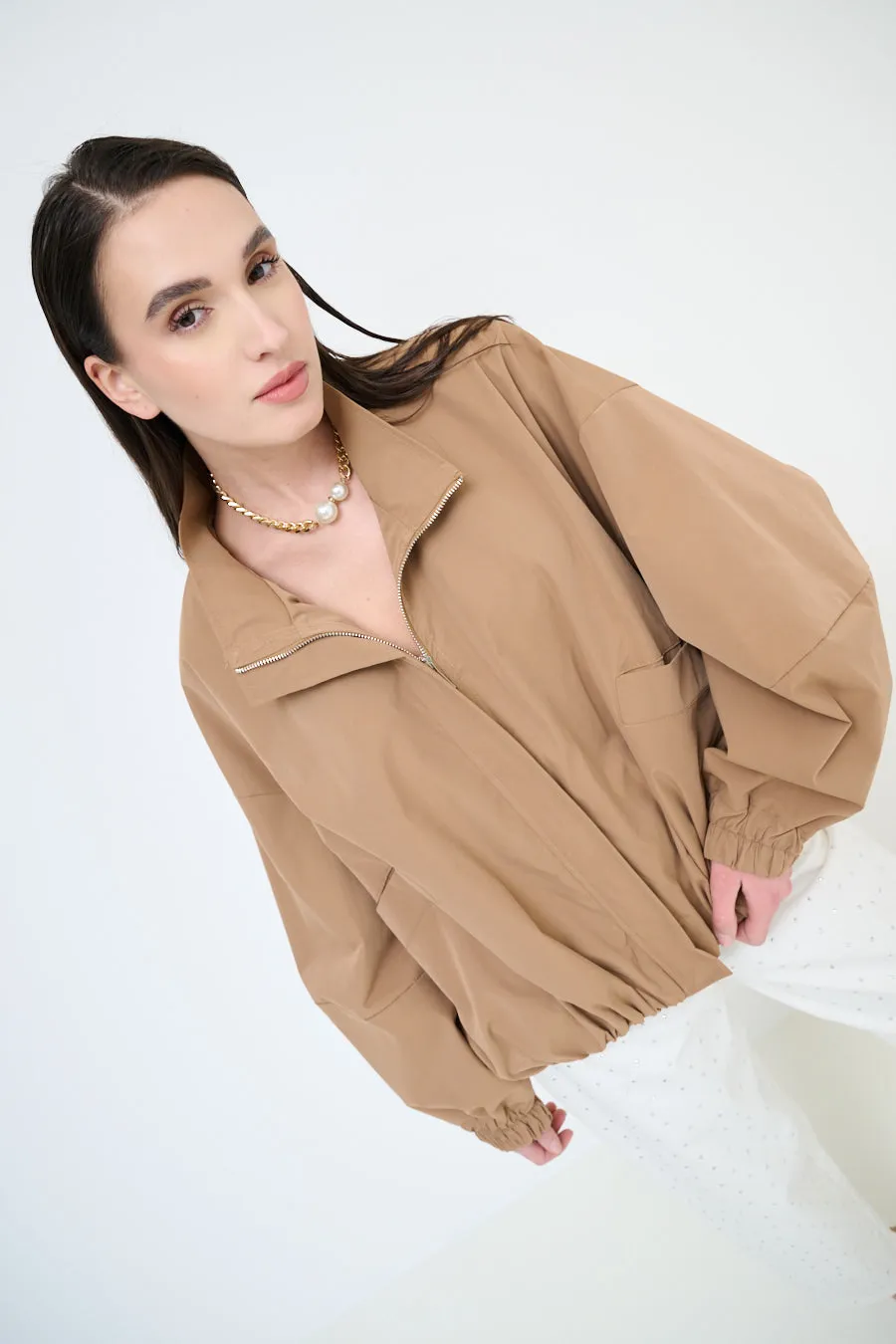 Oversized zip-up bomber jacket wholesale