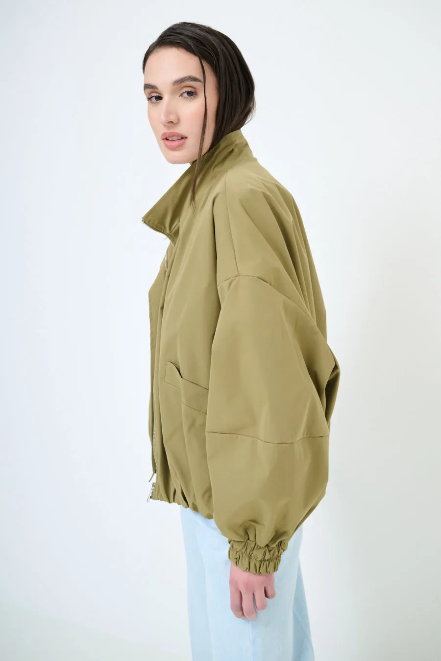 Oversized zip-up bomber jacket wholesale