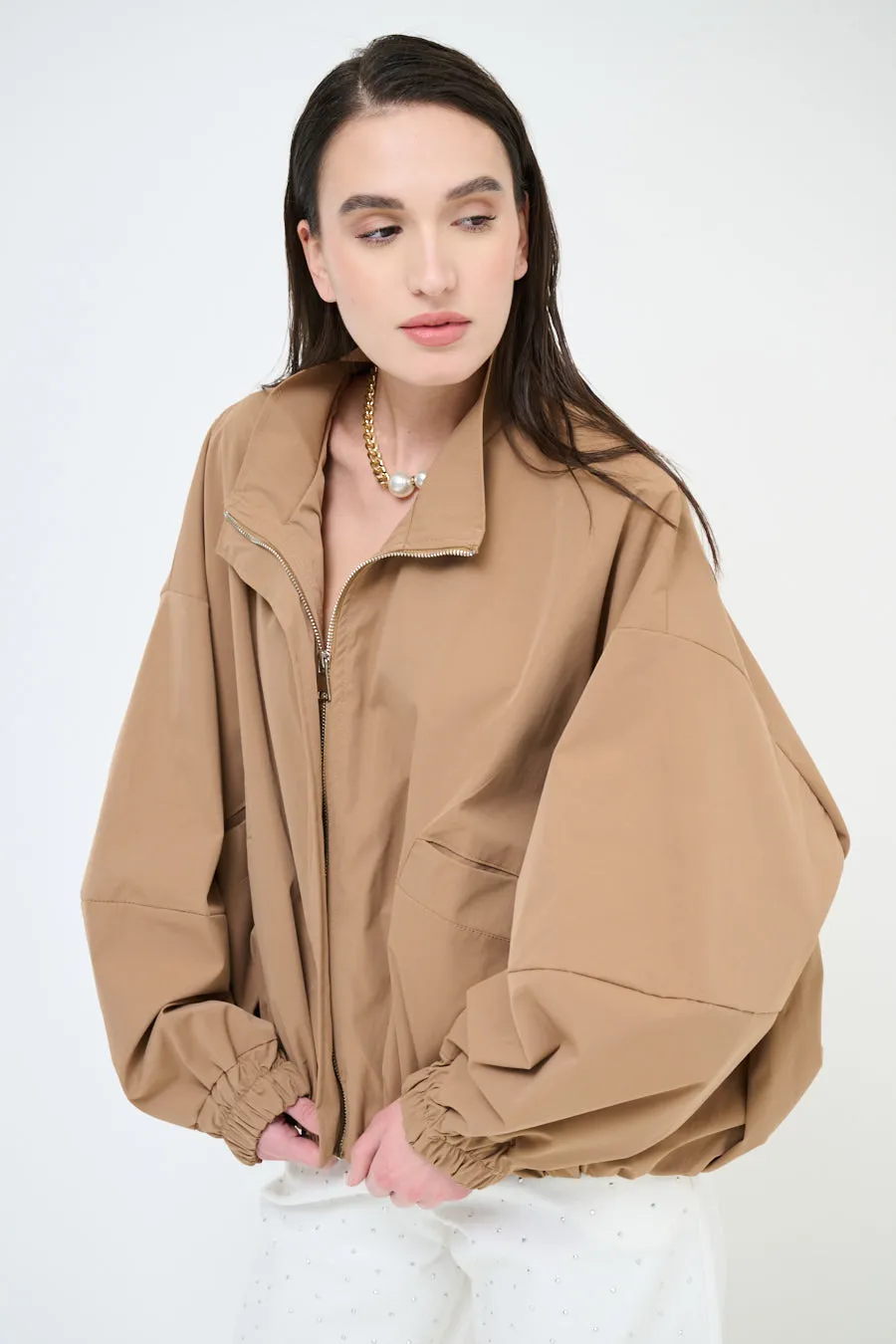 Oversized zip-up bomber jacket wholesale