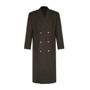 PEAK LAPEL COAT - BROWN