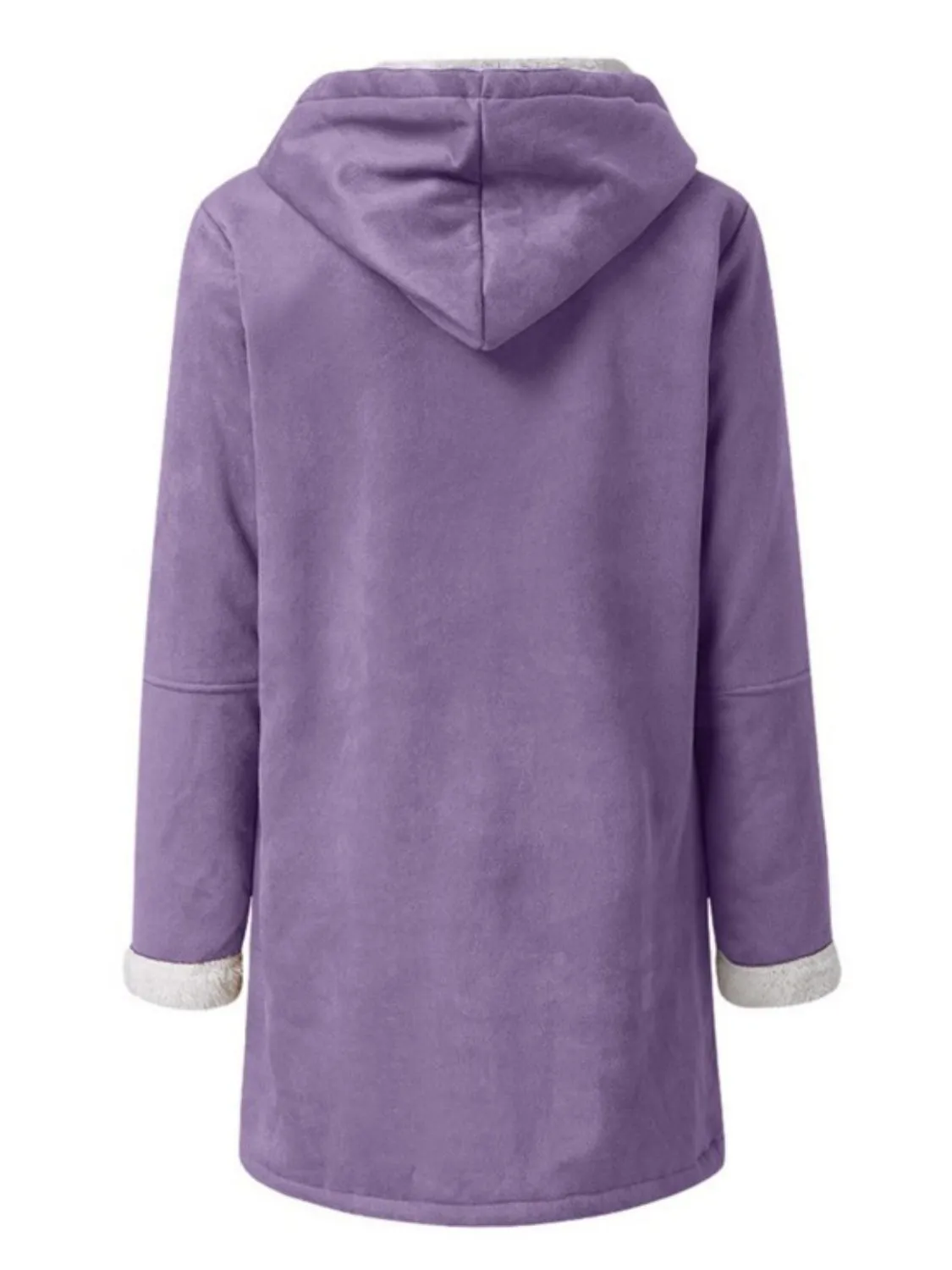 Pocketed Long Sleeve Hooded Jacket with Toggle Buttoning