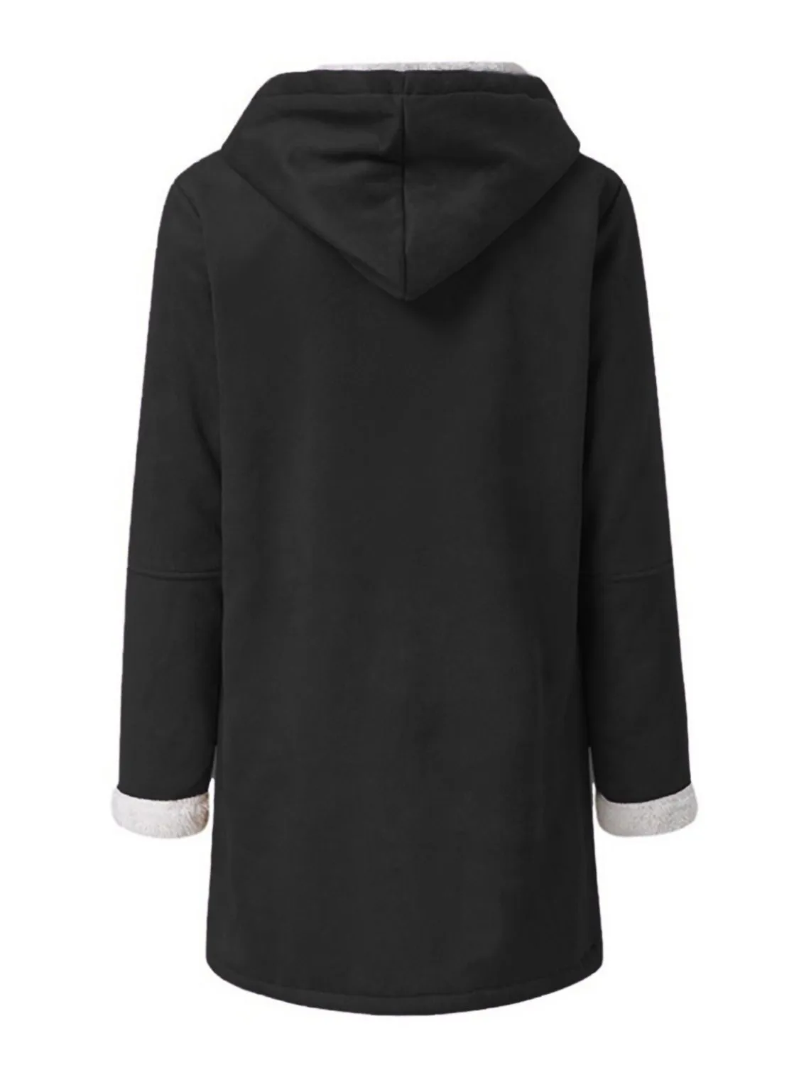 Pocketed Long Sleeve Hooded Jacket with Toggle Buttoning