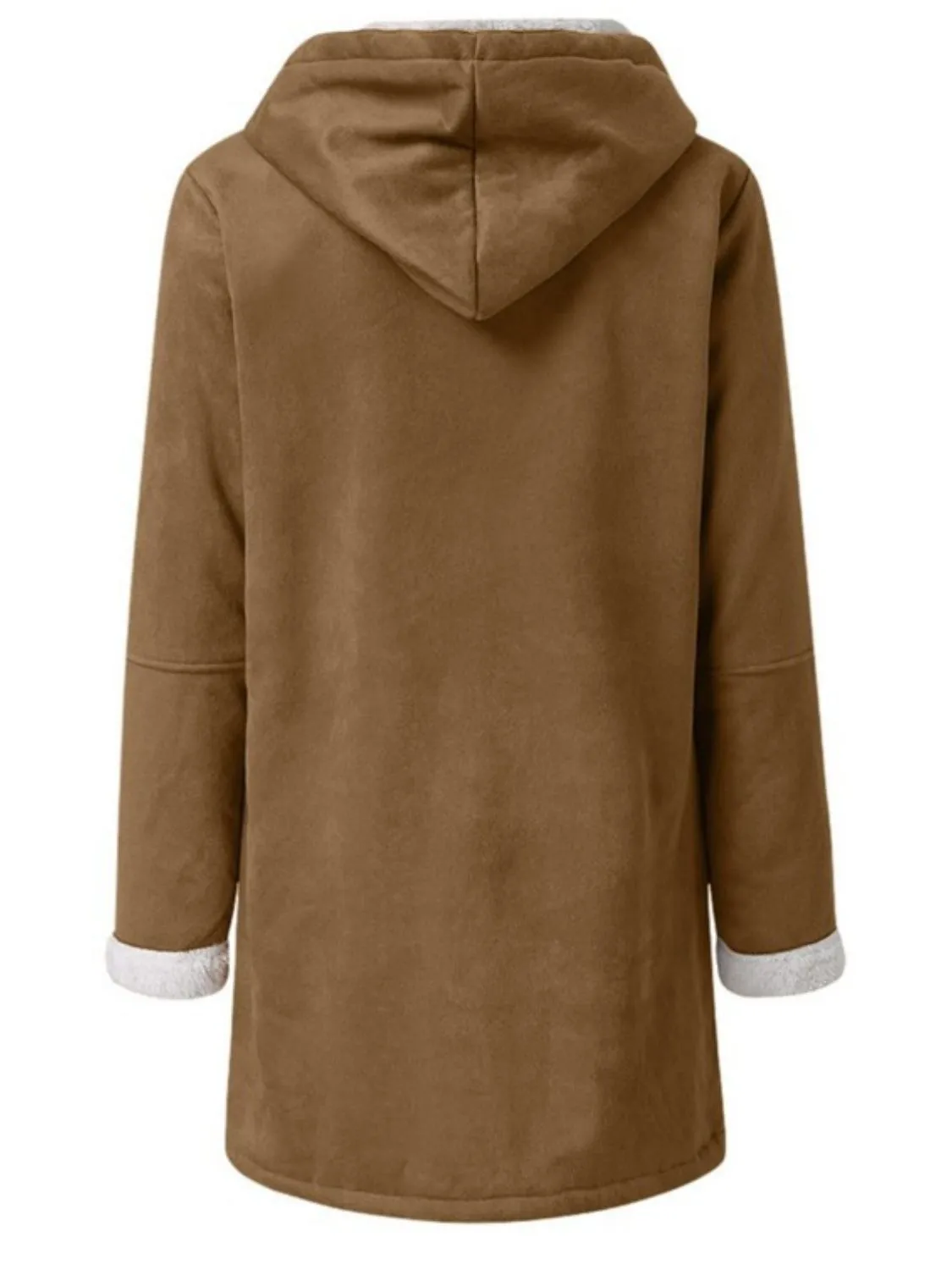 Pocketed Long Sleeve Hooded Jacket with Toggle Buttoning