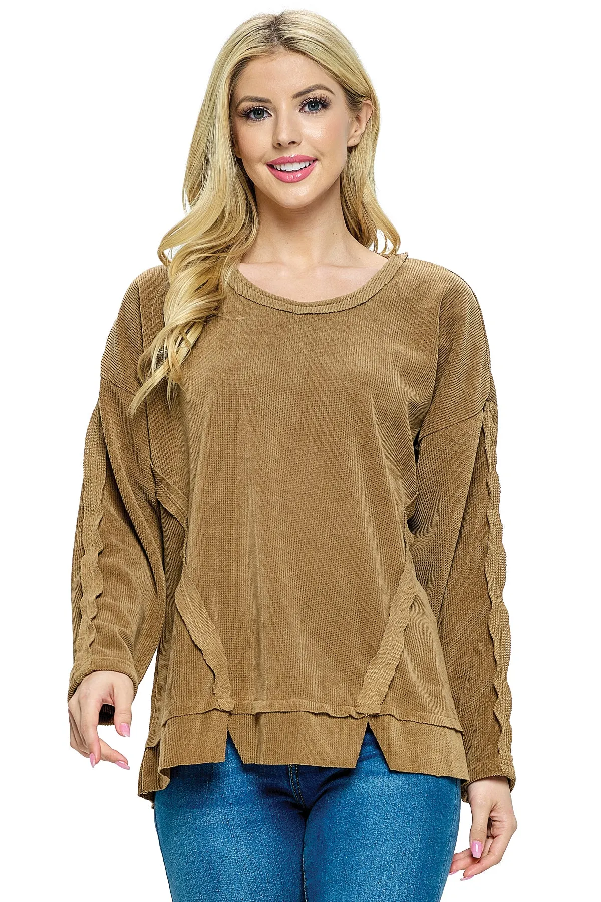 Pullover Top Casual Raw Edge Oversized