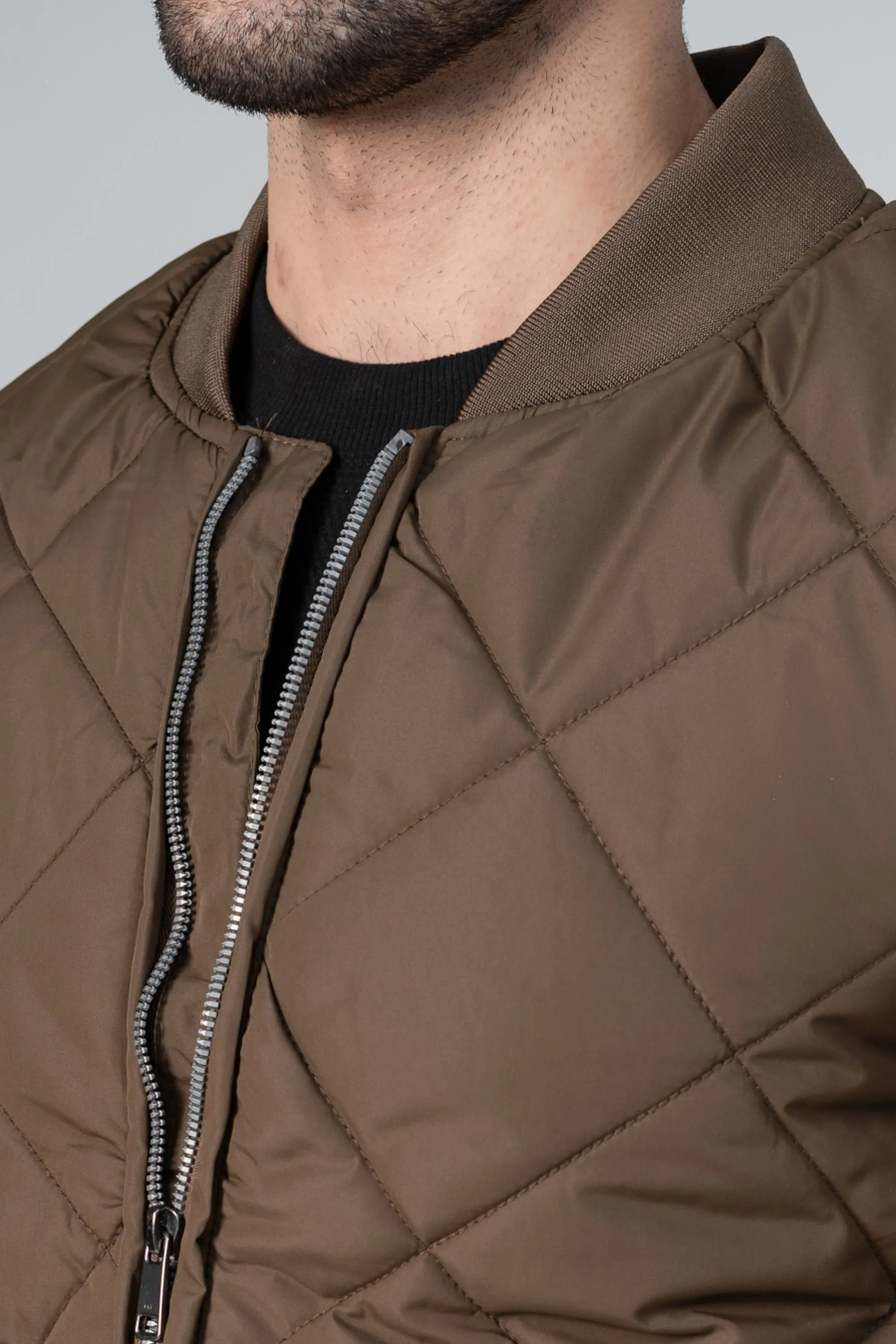 QUILTED BOMBER JACKET DARK KHAKI