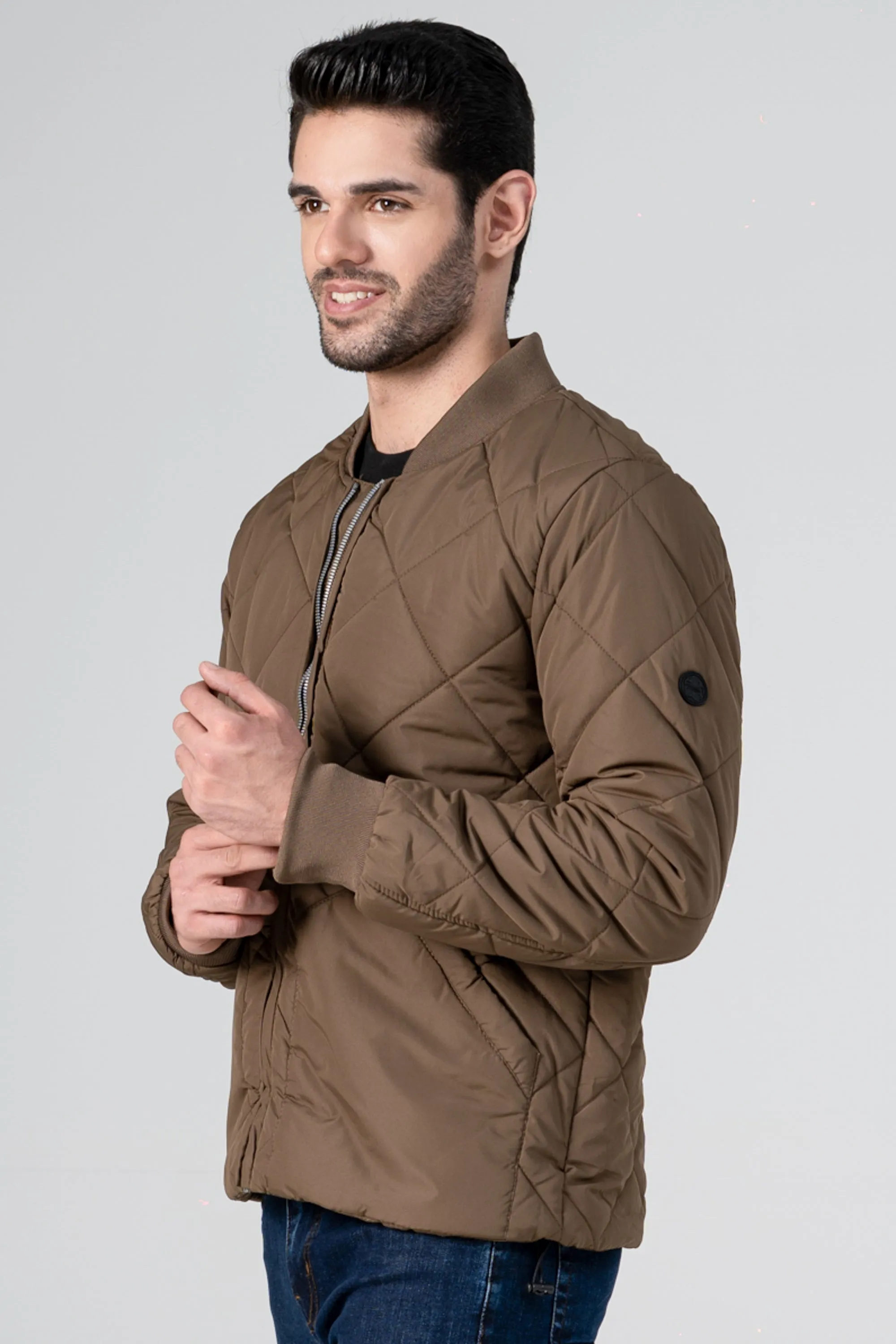 QUILTED BOMBER JACKET DARK KHAKI