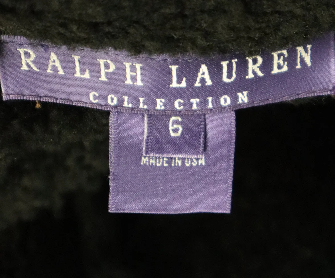 Ralph Lauren Black Fringe Shearling Jacket sz 6