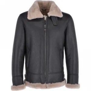 Shearling Black Leather Jacket for Men