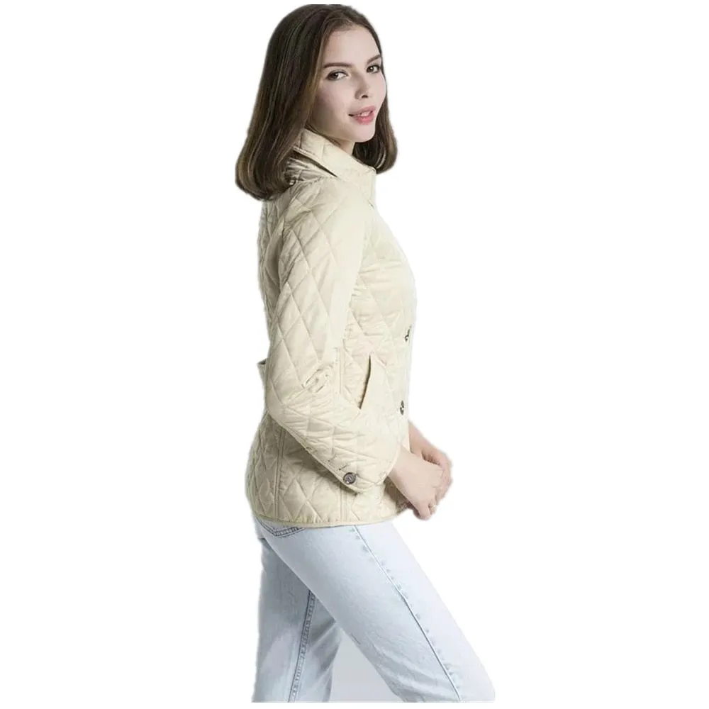 Short Cotton Padded Parkas Coat Buttons Turn Down Collar