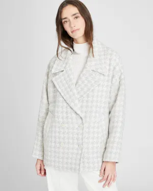 Short Double-Breasted Textured Relaxed Coat