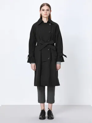 Single-Breasted Long Trench Coat