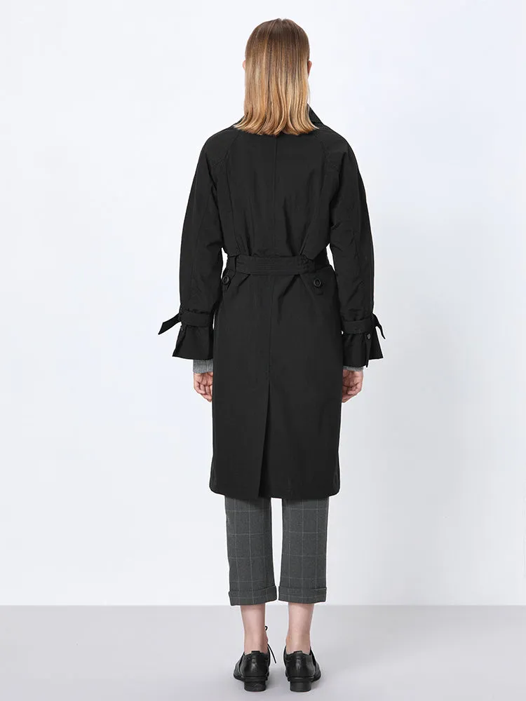 Single-Breasted Long Trench Coat