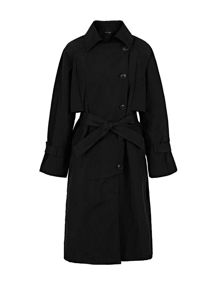 Single-Breasted Long Trench Coat