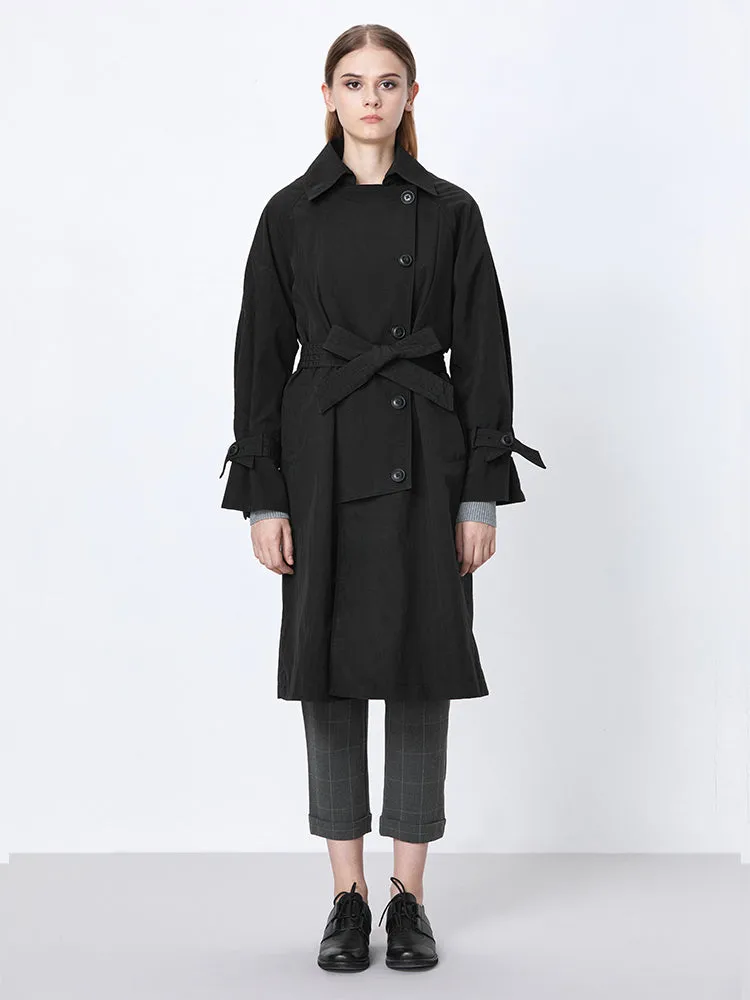 Single-Breasted Long Trench Coat