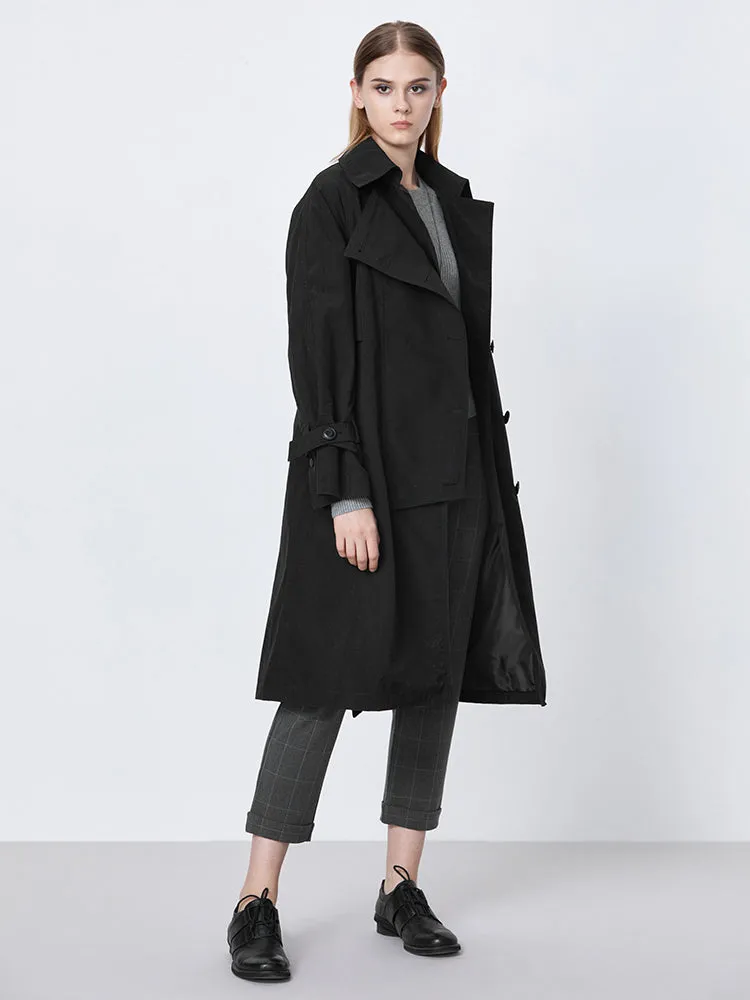 Single-Breasted Long Trench Coat