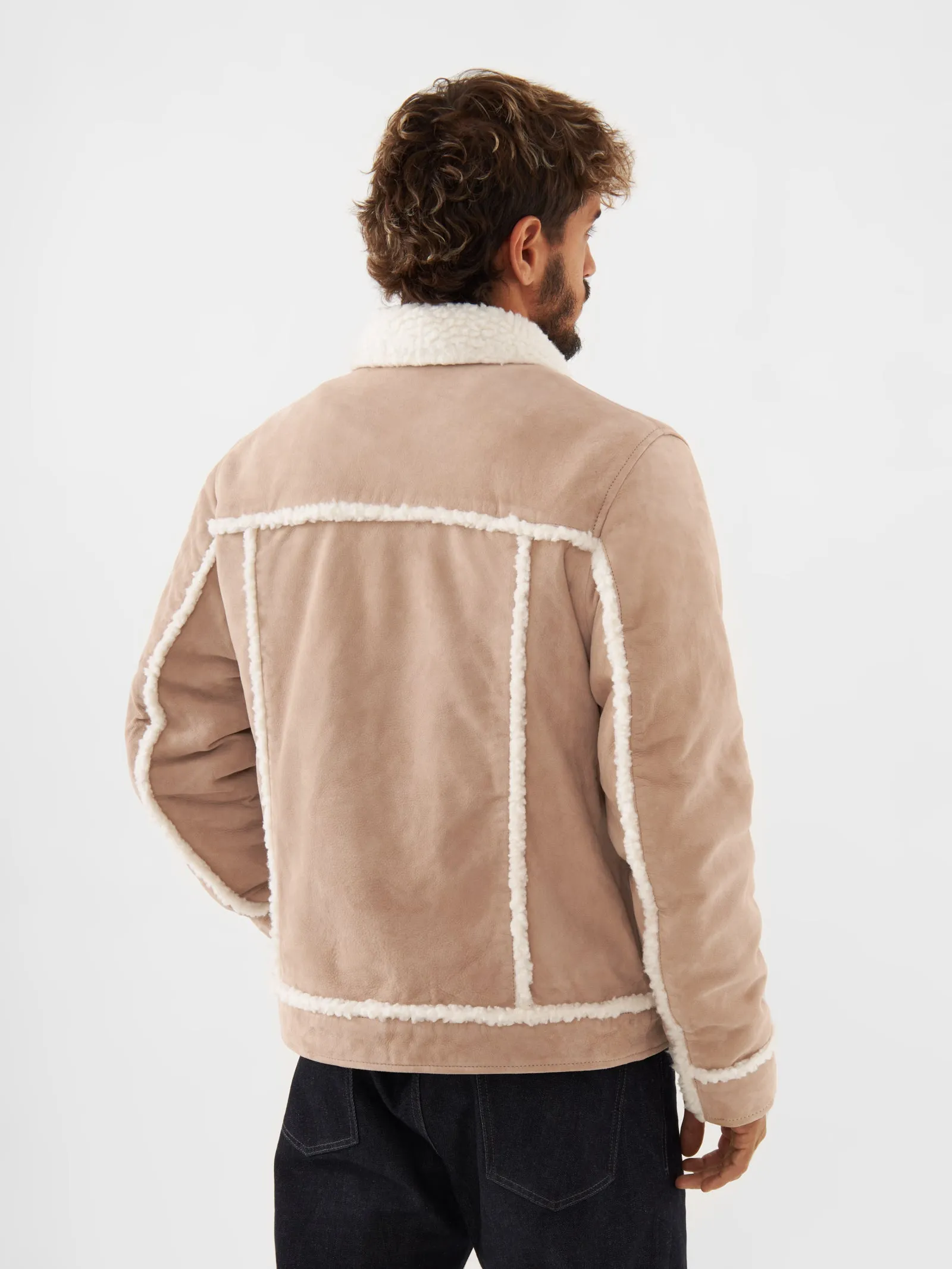 Suede Shearling Trucker Jacket