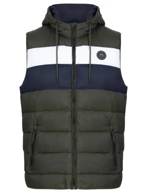 Therius Micro Fleece Lined Quilted Puffer Gilet with Hood in Sky Captain Navy - Tokyo Laundry