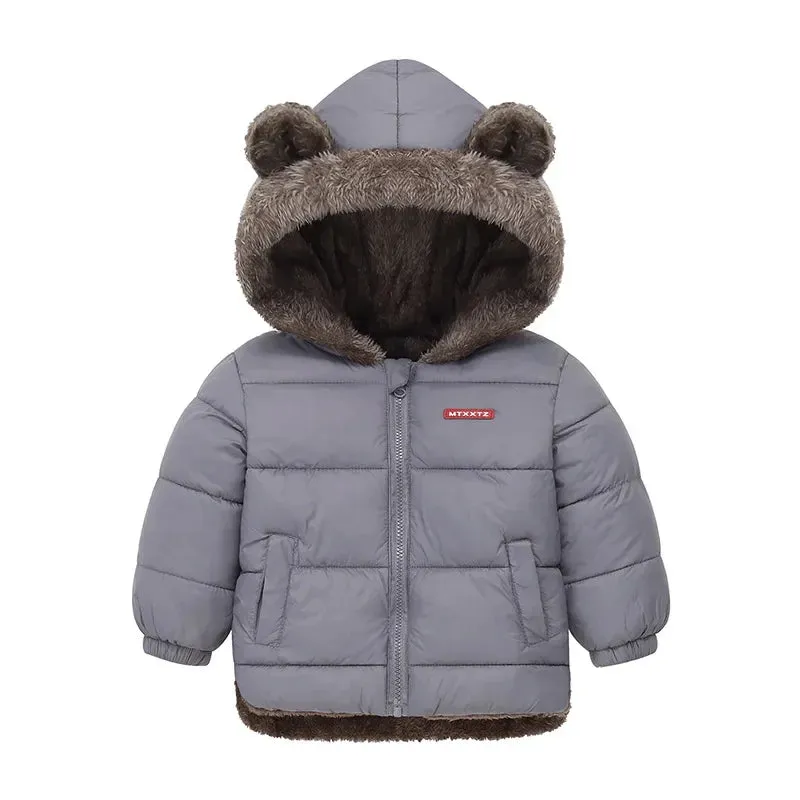 Trendy Kids' Bear Ear Puffer Jacket for Fall & Winter