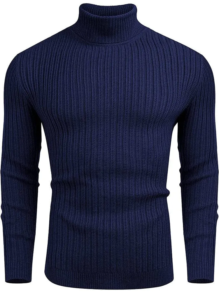 Turtleneck Knitted Classic Ribbed Sweater (Us Only)