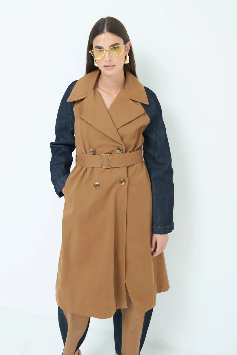 Two-tone trench coat wholesale