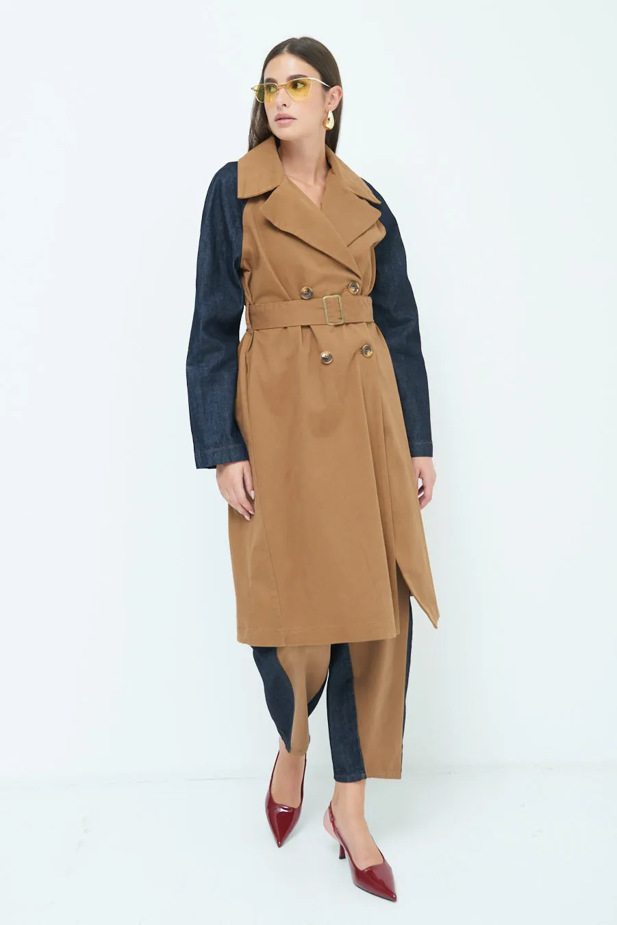 Two-tone trench coat wholesale