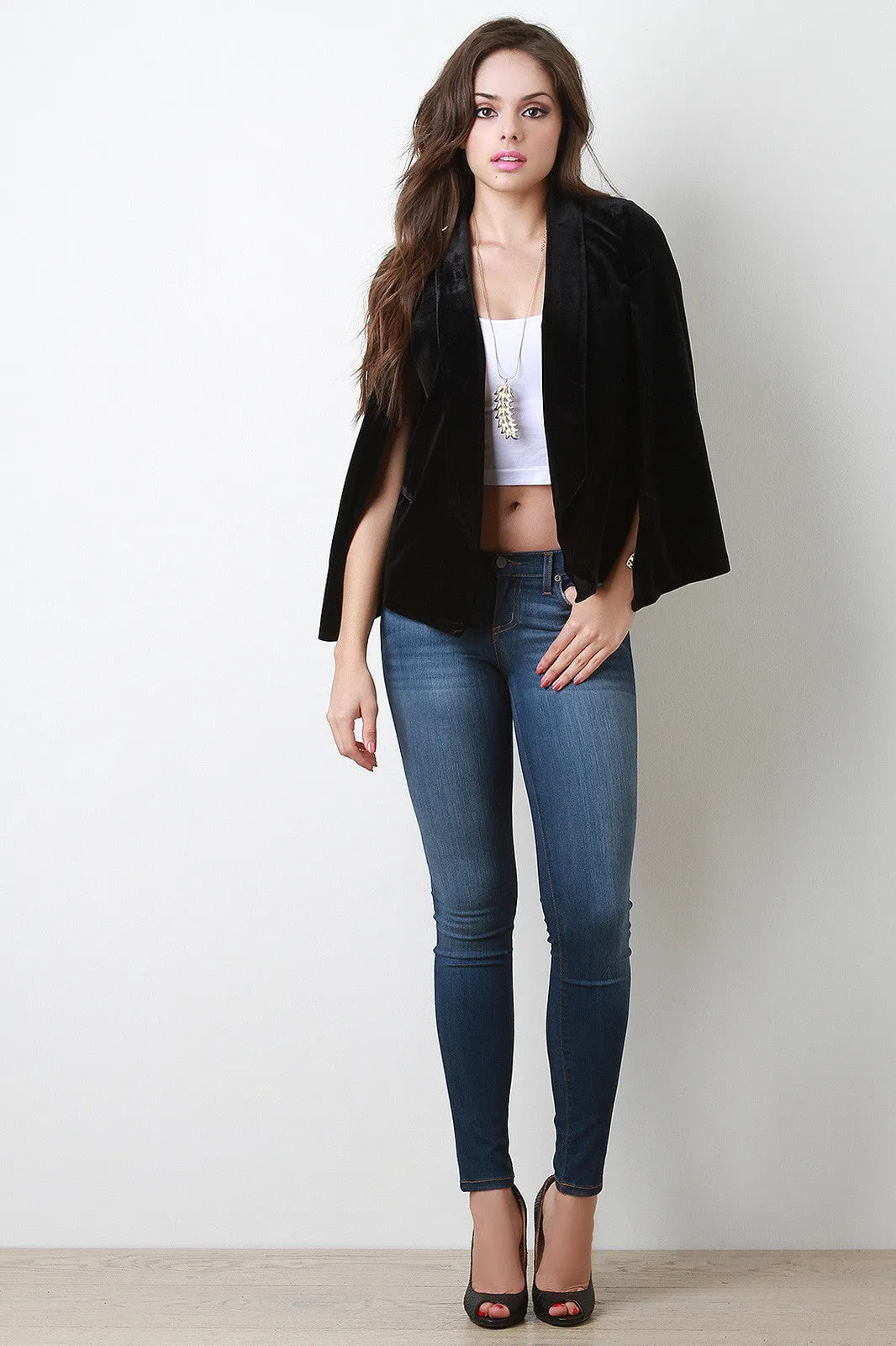 Velvet Cape Sleeve Blazer