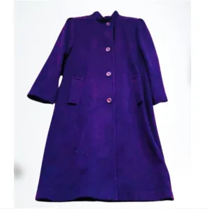 Vintage Donnybrook Womens Very Purple Single Breasted Long Pea Coat Size 10