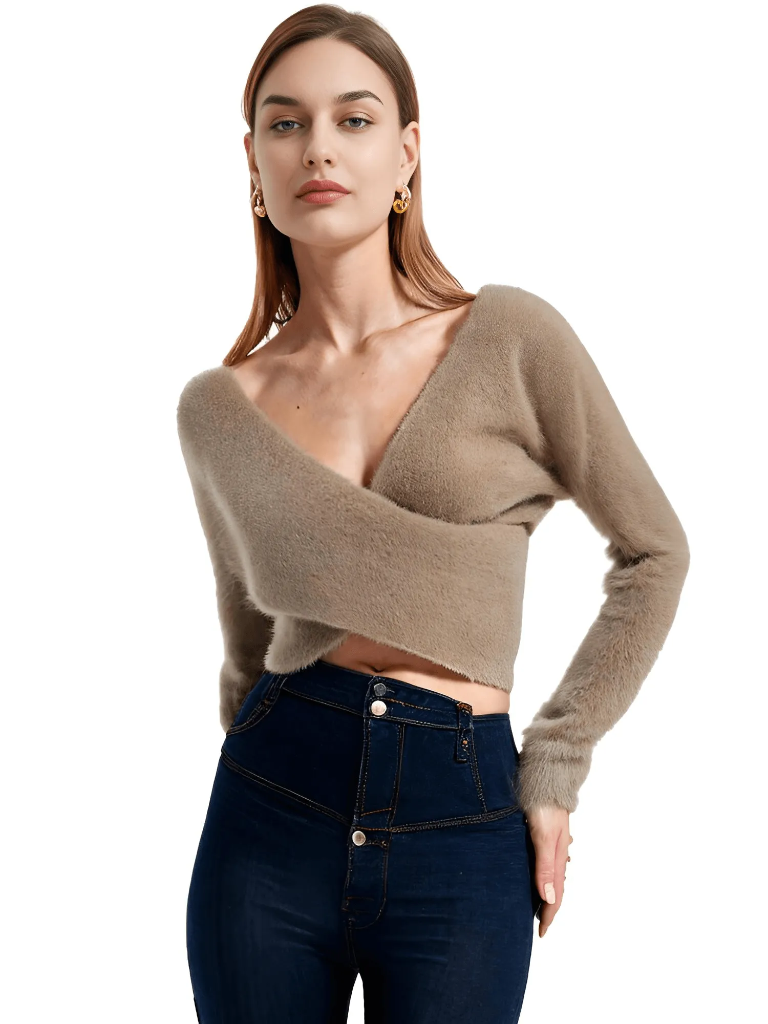 Women's Fluffy Crop Sweater