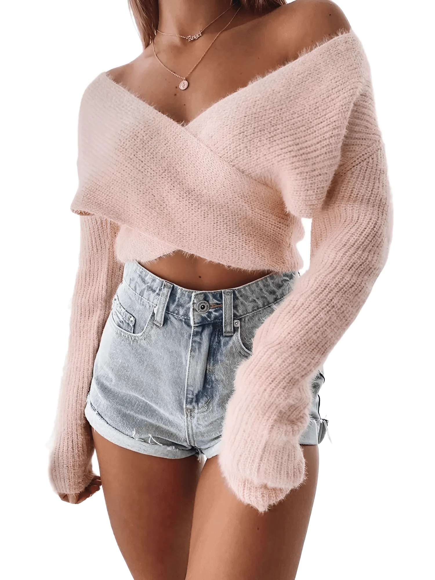 Women's Fluffy Crop Sweater