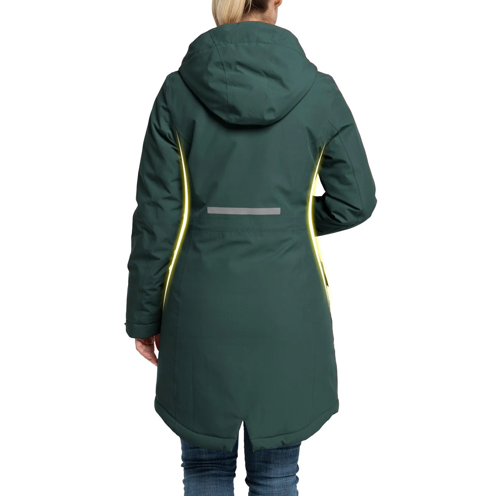 Women's Parka Coat With Hood, Long Insulated Military Jacket Thermal Thickened Windproof Winter Coat