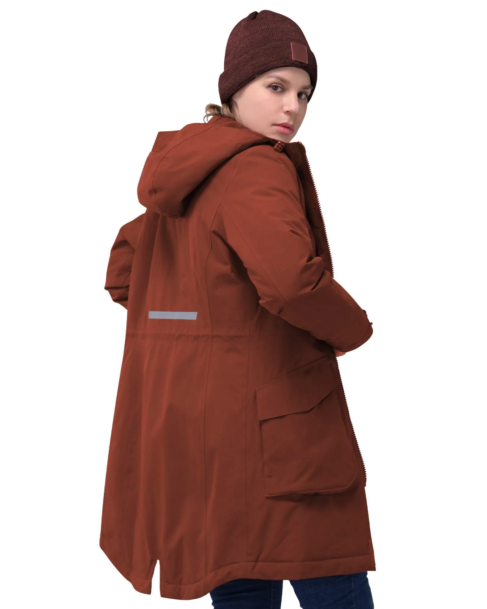 Women's Parka Coat With Hood, Long Insulated Military Jacket Thermal Thickened Windproof Winter Coat