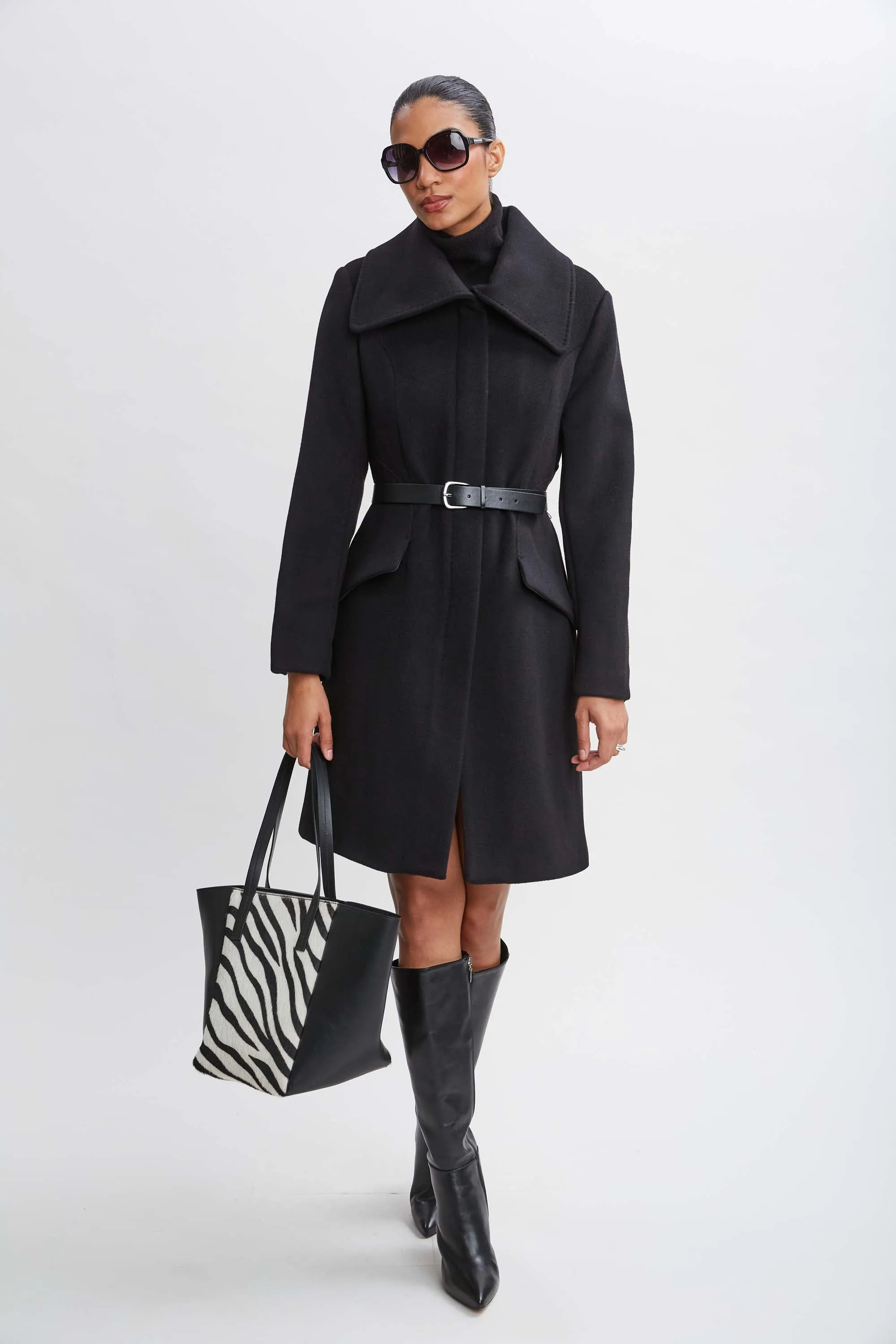 Wool Belted Panel Coat